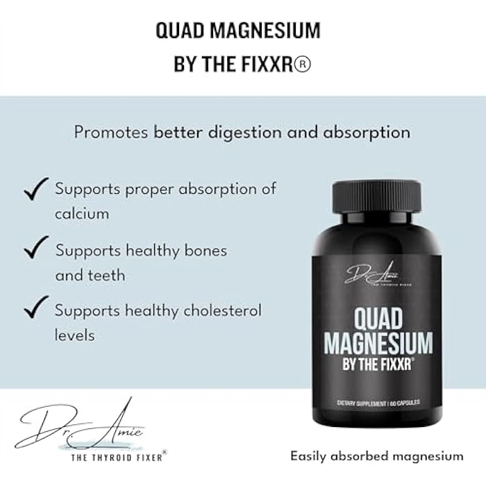 Fixxr Quad Magnesium by Dr. Amie | 4 Forms of Magnesium 500 mg per Serving | Formulated with Aquamin to Help with Digestion and Absorption | 30 Day Supply, 60 Capsules - Image 3