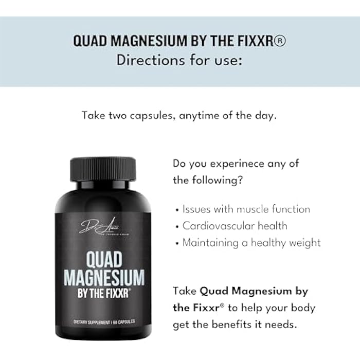 Fixxr Quad Magnesium by Dr. Amie | 4 Forms of Magnesium 500 mg per Serving | Formulated with Aquamin to Help with Digestion and Absorption | 30 Day Supply, 60 Capsules - Image 5