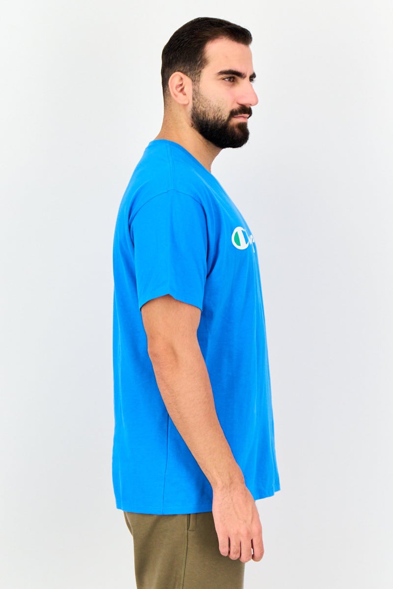 Champion تي شيرت رياضي للرجال بأكمام قصيرة مناسب للخارج، أزرق فولاذي - Image 2