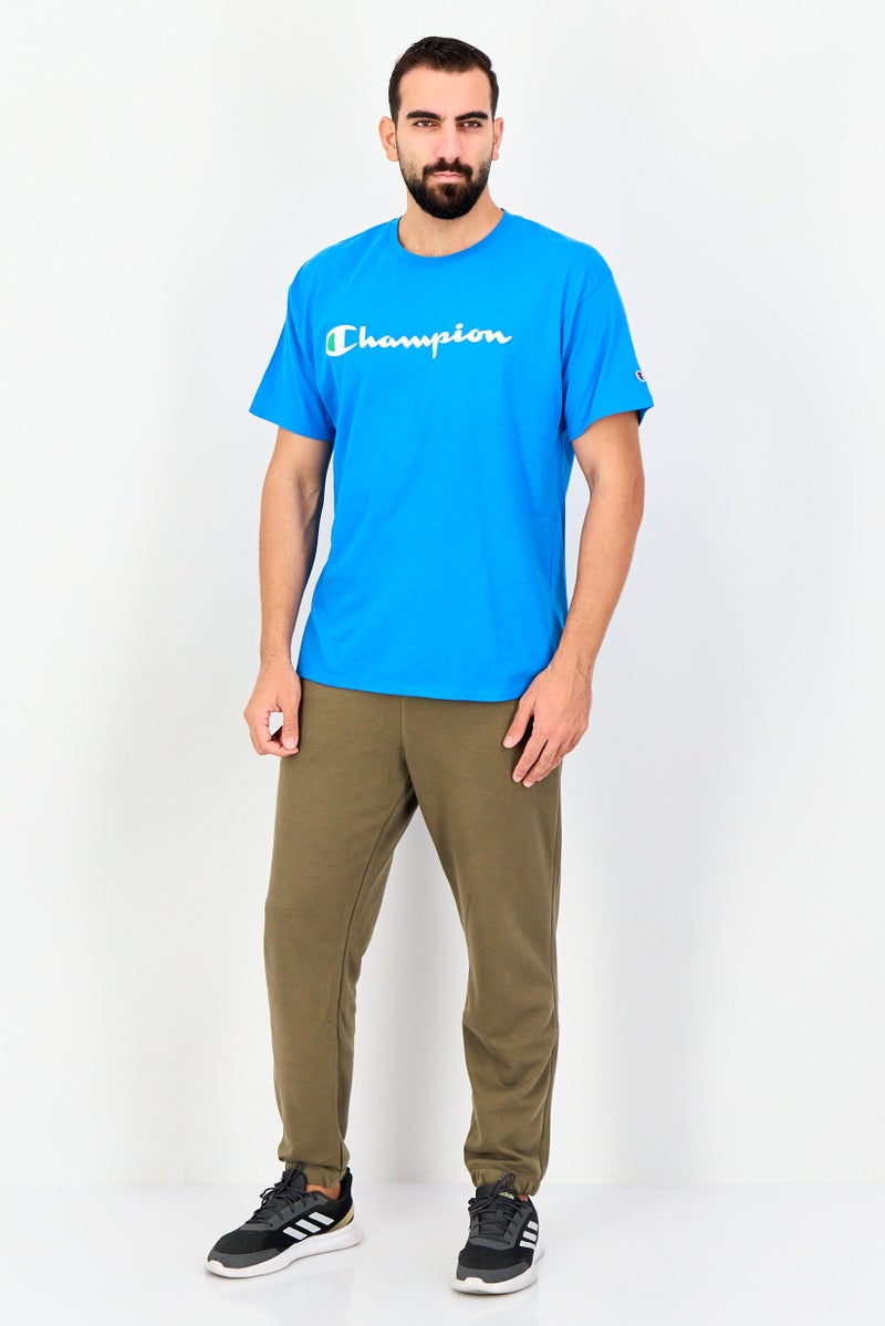 Champion تي شيرت رياضي للرجال بأكمام قصيرة مناسب للخارج، أزرق فولاذي - Image 4