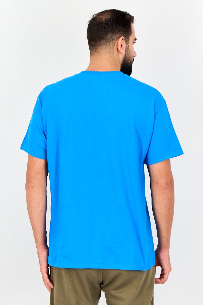 Champion تي شيرت رياضي للرجال بأكمام قصيرة مناسب للخارج، أزرق فولاذي - Image 3