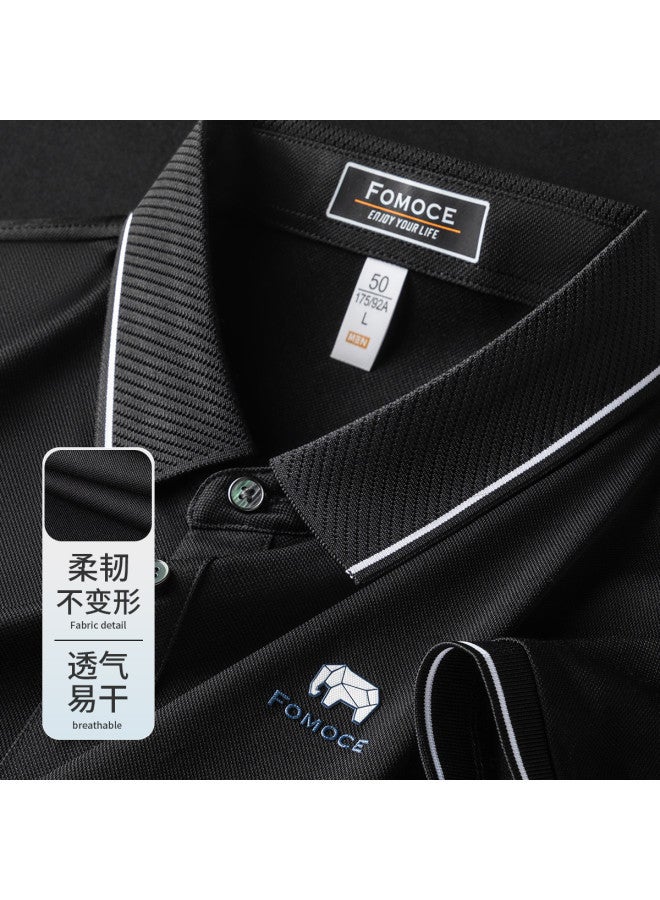 Fomoce summer Solid Color Comfortable Breathable Commuter Thin Men's Polo Shirt - Image 2