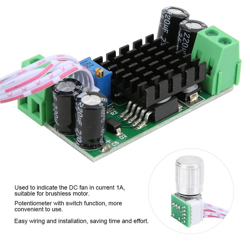 DC Fan Speed Controller Regulator, Brushless Motor Driver, 5V - 24V 1A - Wide Voltage Range, Potentiometer Switch, Easy Installation for Cooling Fans - Image 4