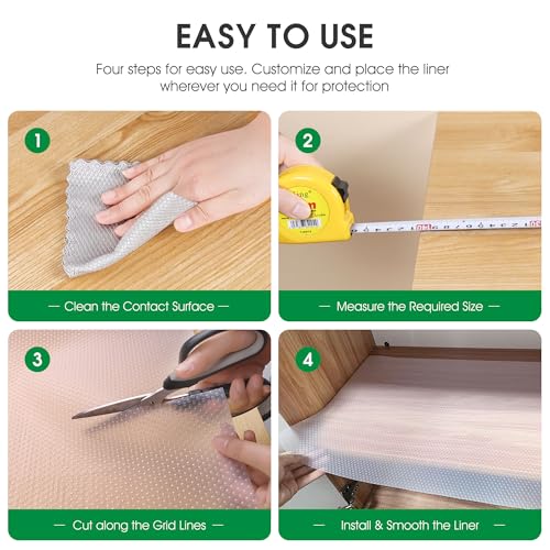 PaBUSIOr Clear Shelf Liners for Kitchen Cabinets: 22 Inch Wide Large Waterproof Under Sink Mat - 22 in x 28 FT Translucent Non-Adhesive Easy to Cut Cabinet Drawer Liner for Pantry - Image 5