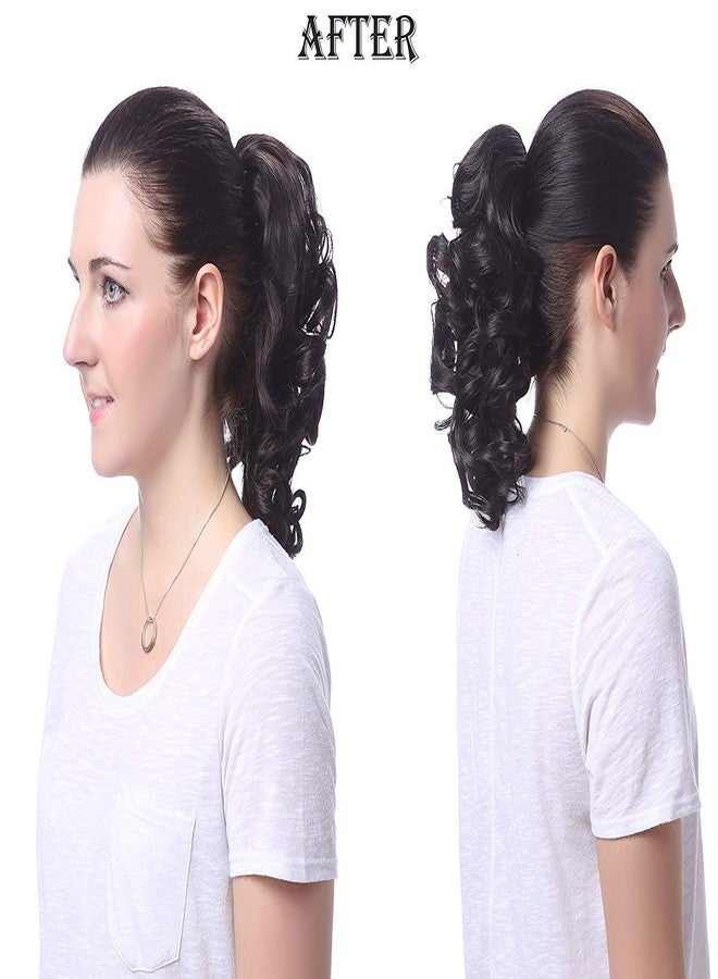 Onedor 12" Synthetic Fiber Natural Textured Curly Ponytail Clip In/On Hair Extension Hairpiece (8#) - Image 5