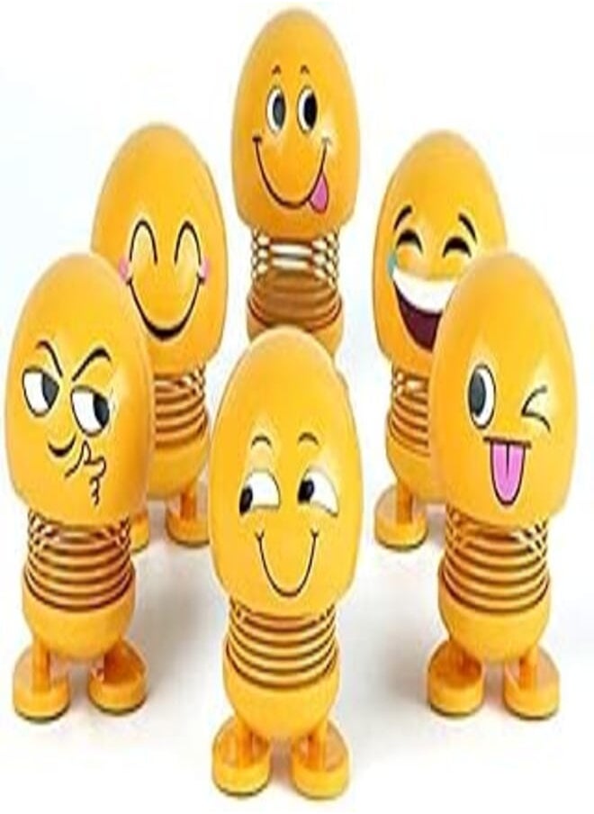 OR 6PCS car Ornament Spring Shaking Head Doll Funny Emoji Shaking Head Toy car Ornament Cute Shaking Head Toy Creative car Interior 