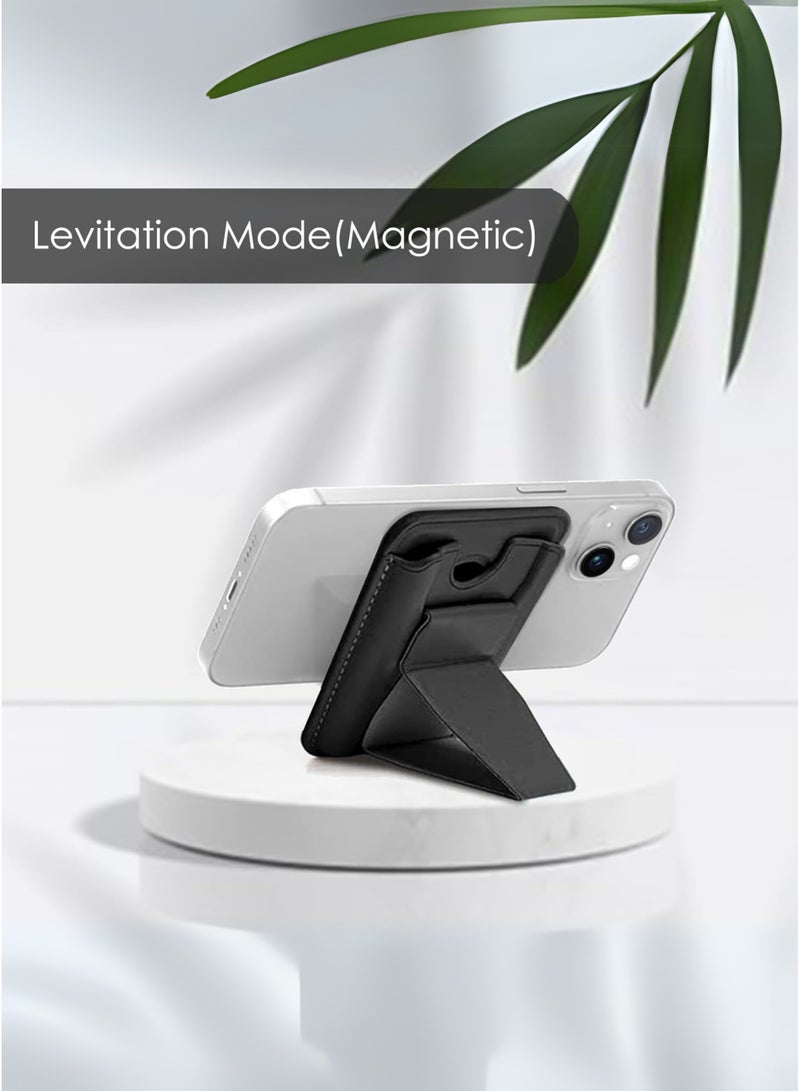 هوكو حامل هاتف مغناطيسي فاخر مع حامل لهاتف iPhone وSamsung - جلد PU أسود رفيع، قبضة آمنة، مانع لترددات الراديو، حامل بطاقات بسيط للرجال والنساء - مناسب لهواتف iPhone 16 و15 و14 و13 و12 وPro وPro Max - يحمل ما يصل إلى 3 بطاقات - Image 5