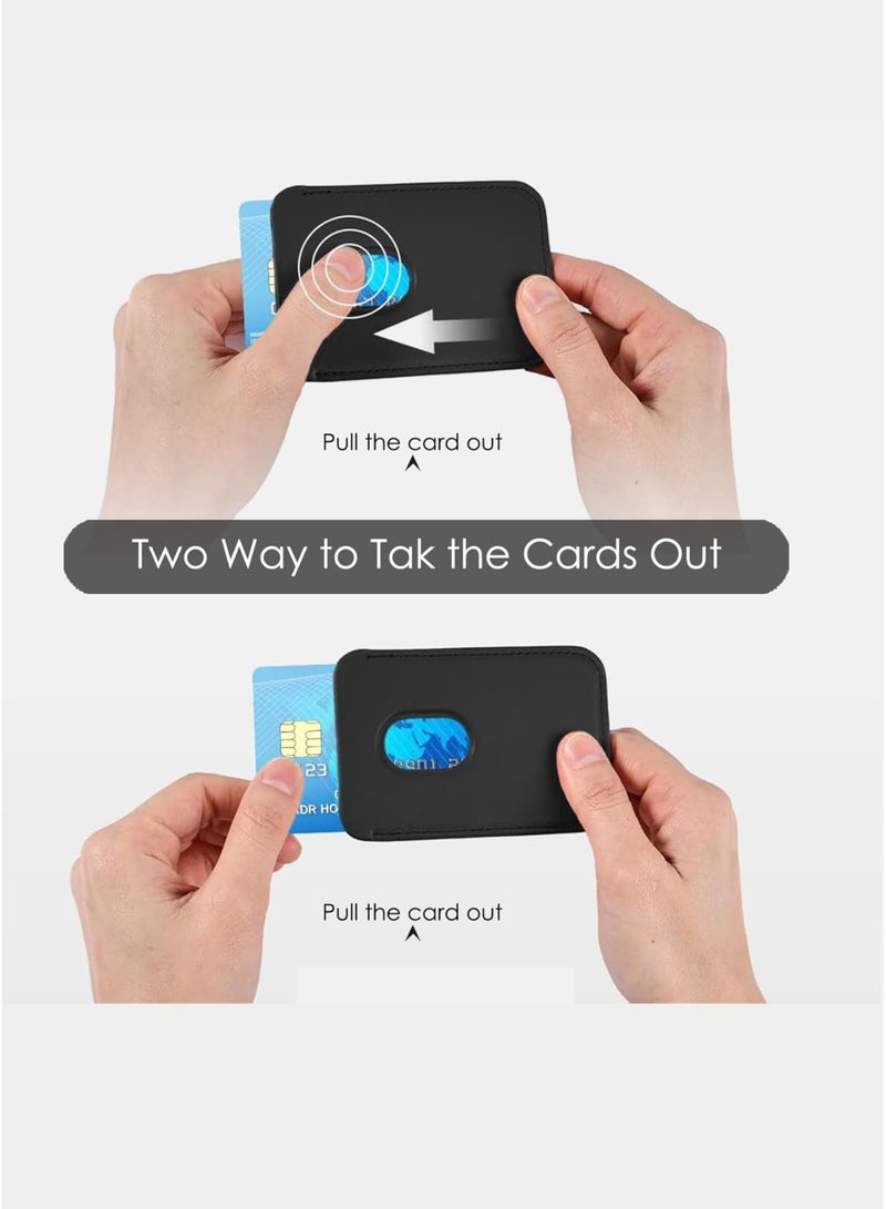 هوكو حامل هاتف مغناطيسي فاخر مع حامل لهاتف iPhone وSamsung - جلد PU أسود رفيع، قبضة آمنة، مانع لترددات الراديو، حامل بطاقات بسيط للرجال والنساء - مناسب لهواتف iPhone 16 و15 و14 و13 و12 وPro وPro Max - يحمل ما يصل إلى 3 بطاقات - Image 4
