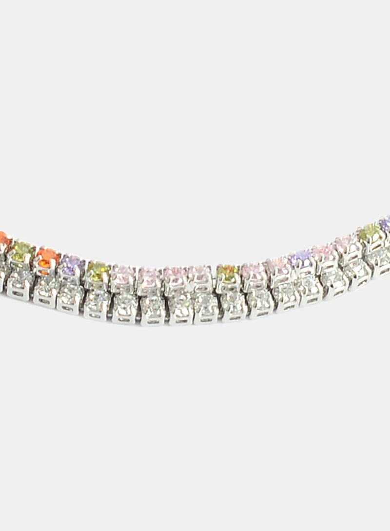 Akher el Ankoud Elegant women's bracelet with a modern design and colorful zircon stones. - Image 2