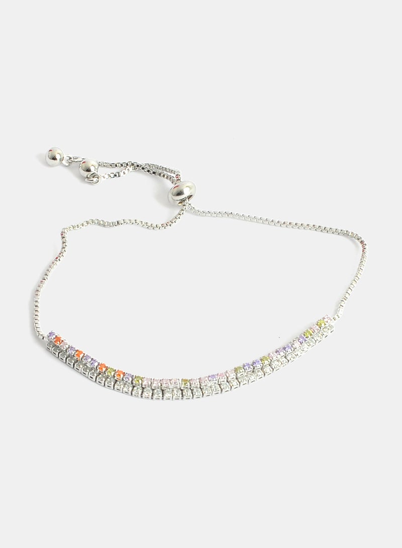 Akher el Ankoud Elegant women's bracelet with a modern design and colorful zircon stones. - Image 1