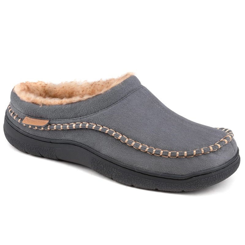 Zigzagger Men's Slip On Moccasin Slippers, Indoor/Outdoor Warm Fuzzy Comfy House Shoes, Fluffy Wide Loafer Slippers,Grey, 11-12 D(M) US - Image 5