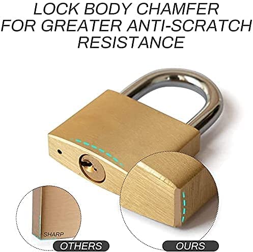 Guliffen Solid Brass Lock and Key,Pad Lock with 1-9/16 in. (40 mm) Wide Body, 2-1/2 in. Long Shackle Gate Padlock for Outdoor Fence， Sheds, Storage Unit, Gate, Toolbox,Trailer，Garages，1Pack - Image 5