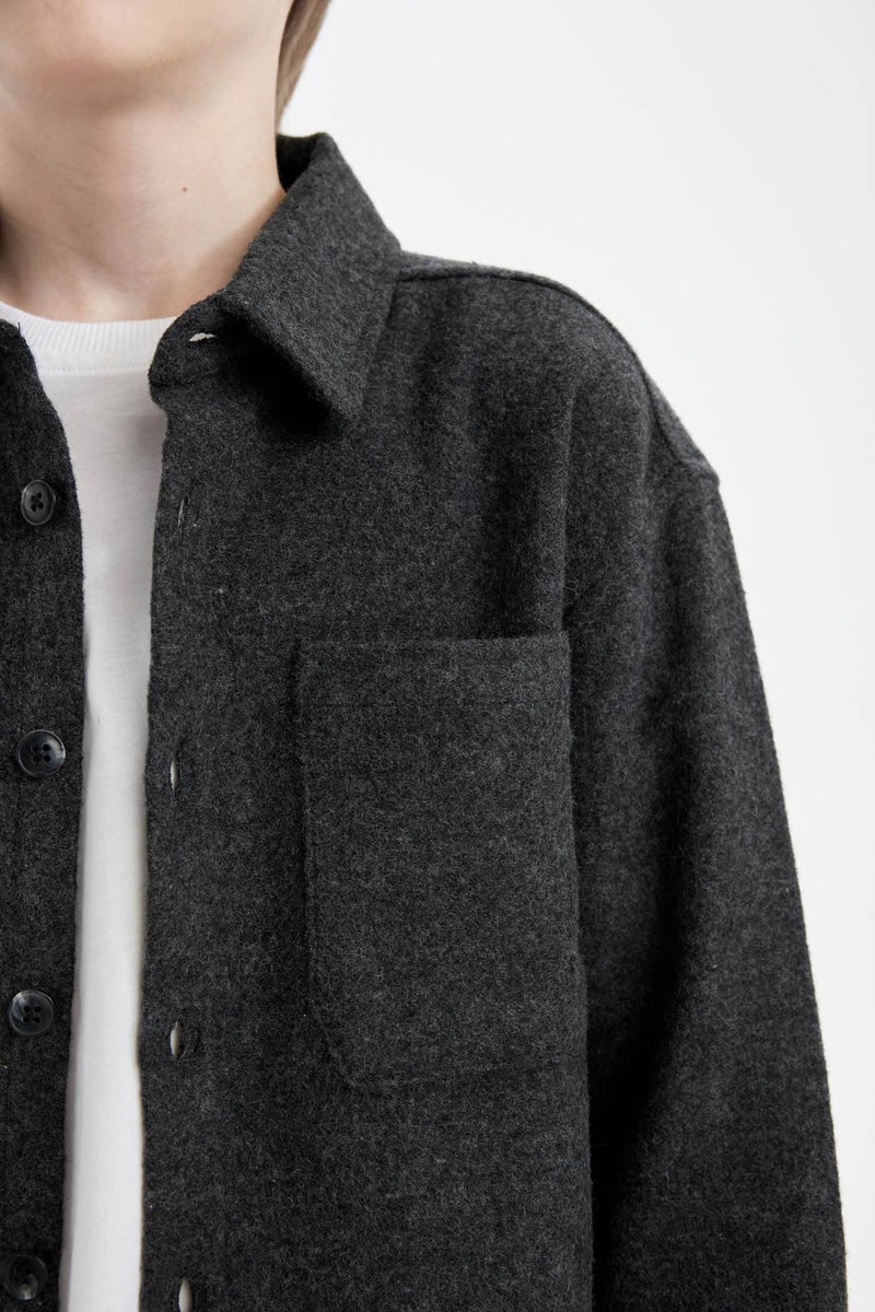 ديفاكتو قميص كم طويل اوفر سايز بياقة بولو - Image 5