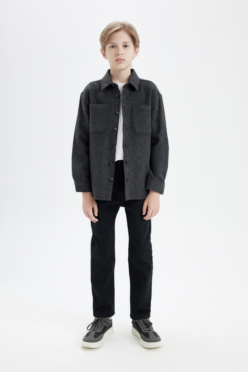 ديفاكتو قميص كم طويل اوفر سايز بياقة بولو - Image 2