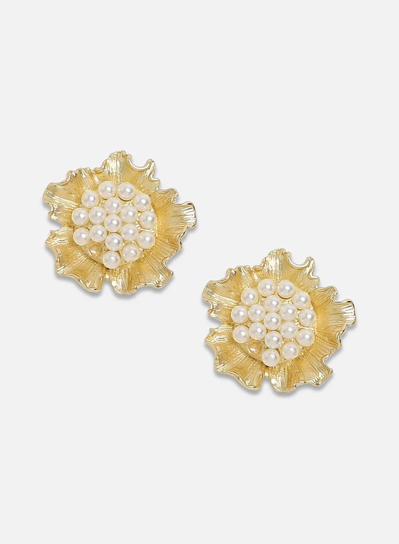 سوهي أقراط زينة عباد الشمس - أبيض لؤلؤي