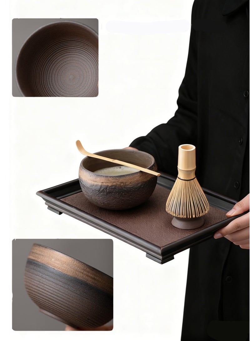 سيسلي طقم شاي ماتشا، وعاء ماتشا خزفي مزجج مع خفاقة خيزران وحامل خفاقة وملعقة ماتشا، 4 قطع - Image 3