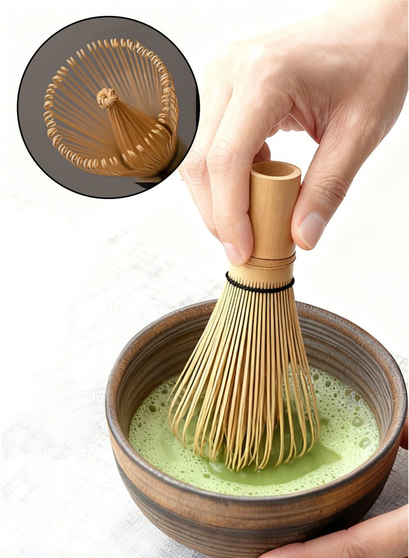 سيسلي طقم شاي ماتشا، وعاء ماتشا خزفي مزجج مع خفاقة خيزران وحامل خفاقة وملعقة ماتشا، 4 قطع - Image 4