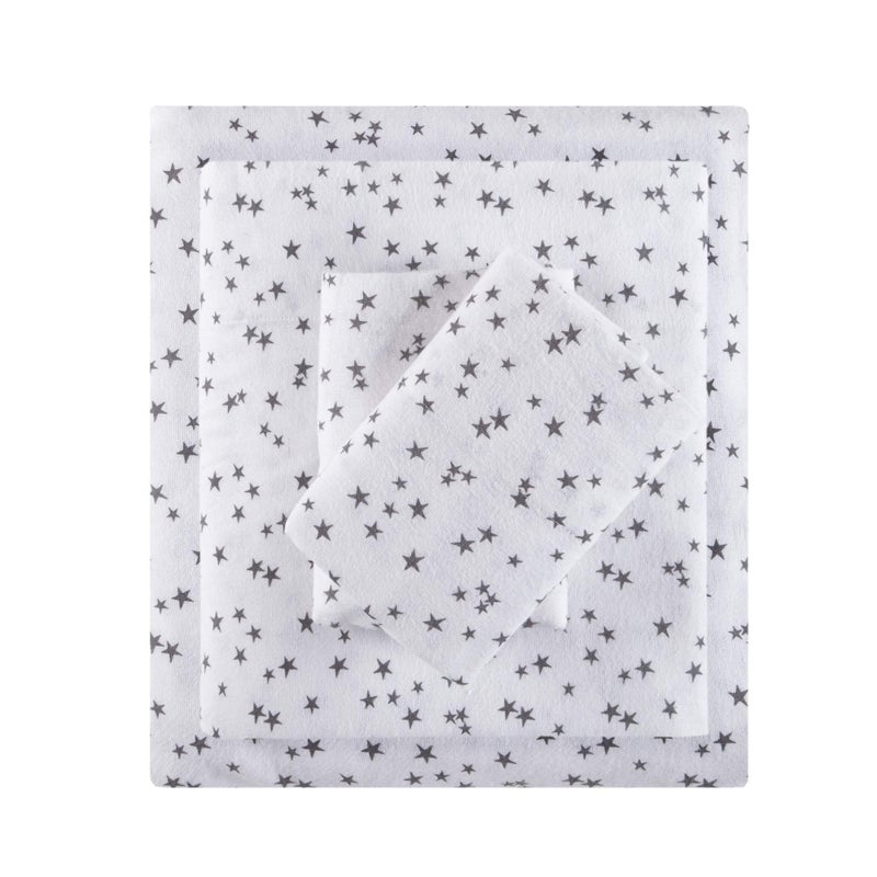 Intelligent Design Intelligent Design Cozy Soft 100 Cotton Flannel Print Animals Stars Cute Warm Ultra Soft Cold Weather Sheet Set Bedding Twin XL Grey Stars 3 Piece 