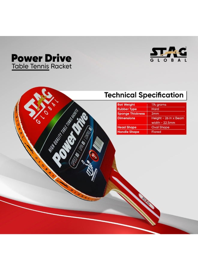 ستاج مضرب تنس طاولة بمقبض مستقيم بنظام باور درايف ومريح متعدد الألوان 4 × 18 × 29 سم TTRA-210 - Image 2