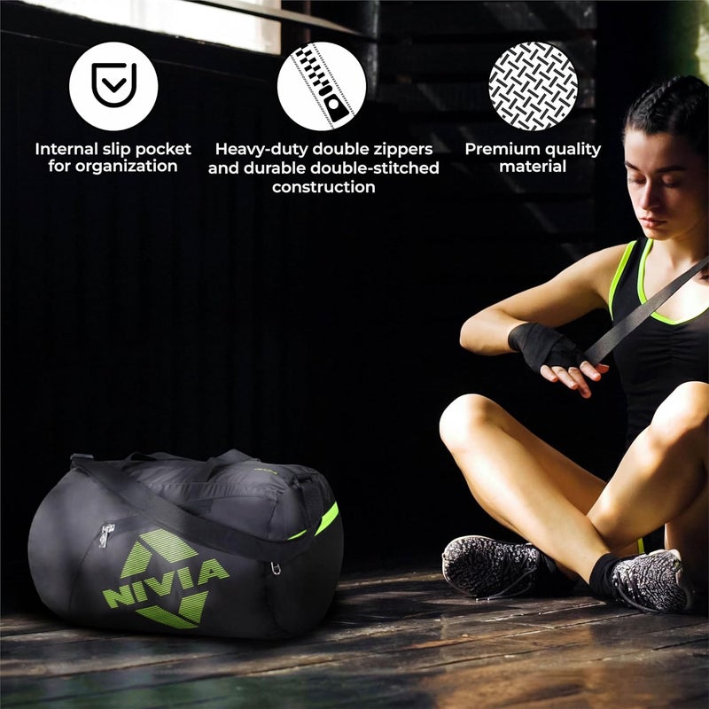 Nivia Deflate 2.0 Polyester Gym Bag - Unisex Adjustable Shoulder Duffle for Men, Carry Accessories, Fitness, Sports & Travel Kit (Black/Blue,Capacity - 19.5LTR) - Image 3