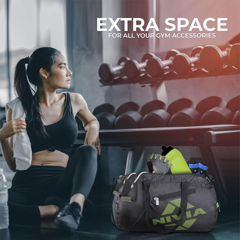 Nivia Deflate 2.0 Polyester Gym Bag - Unisex Adjustable Shoulder Duffle for Men, Carry Accessories, Fitness, Sports & Travel Kit (Black/Blue,Capacity - 19.5LTR) - Image 5