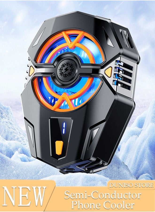 DUNISO Phone Cooler for Live Streaming and Gaming, Semi-Conductor Cooling Chip Mobile Phone Radiator with Adjustable 3 Gear Wind Speed and Adjustable Stand, Fit All Types of iPhone Android Smartphones  - Image 1