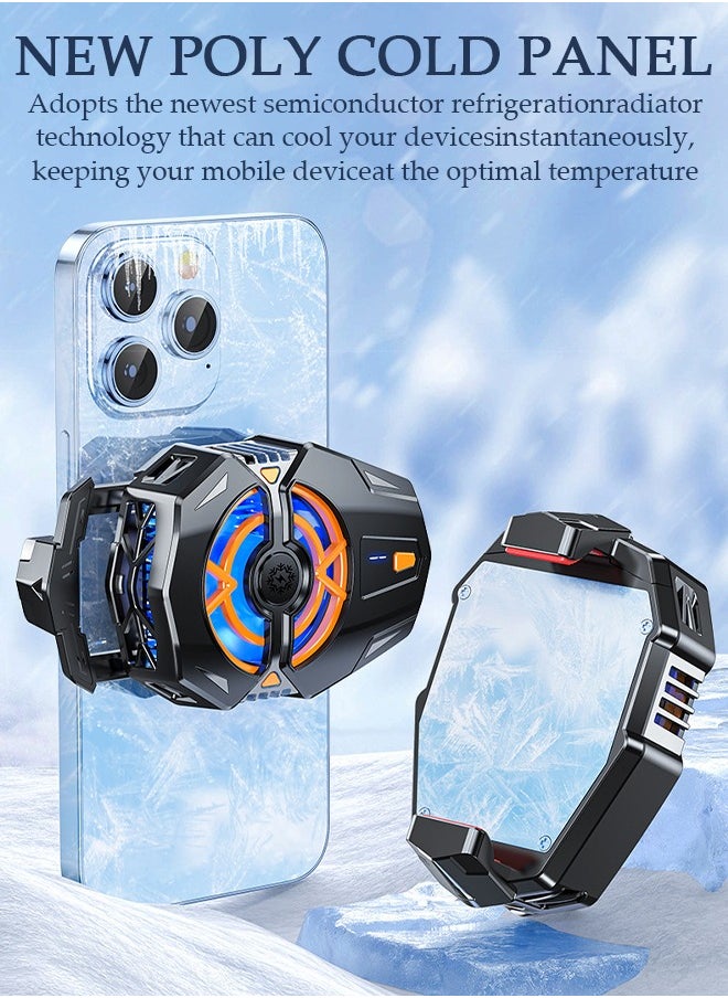 DUNISO Phone Cooler for Live Streaming and Gaming, Semi-Conductor Cooling Chip Mobile Phone Radiator with Adjustable 3 Gear Wind Speed and Adjustable Stand, Fit All Types of iPhone Android Smartphones  - Image 2