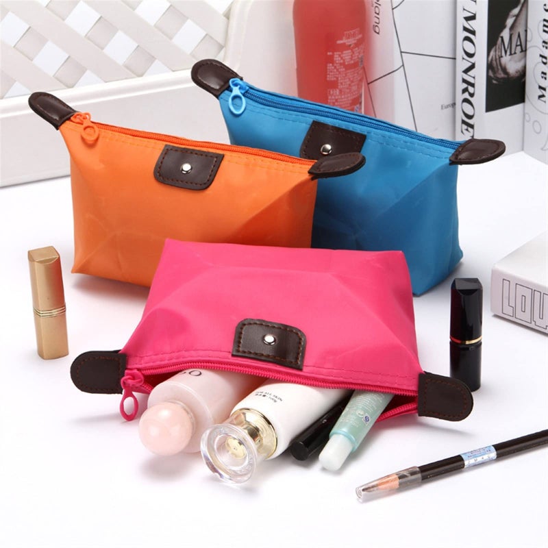 Waterproof Nylon Toiletry Bag Portable Cosmetic Wash Pouch For Women Orange - Image 3