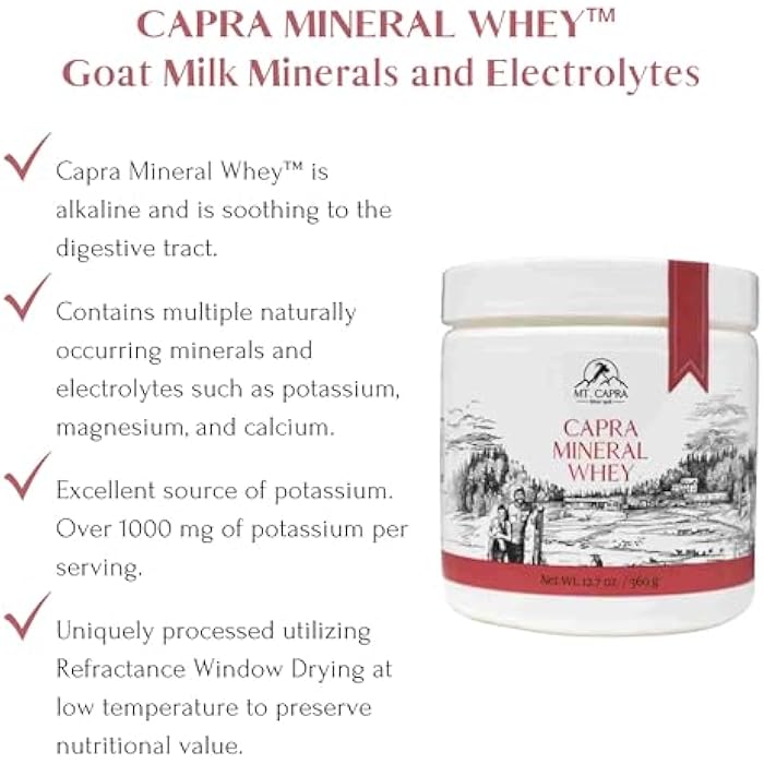 MT. CAPRA SINCE 1928 Mt. Capra Mineral Whey | A Whole Food, Bio-Available Mineral/Electrolyte Powder Supplement from Goat Milk Whey, Rich in Potassium, Alkalizing | 14 Servings - 12.7 oz - Image 3
