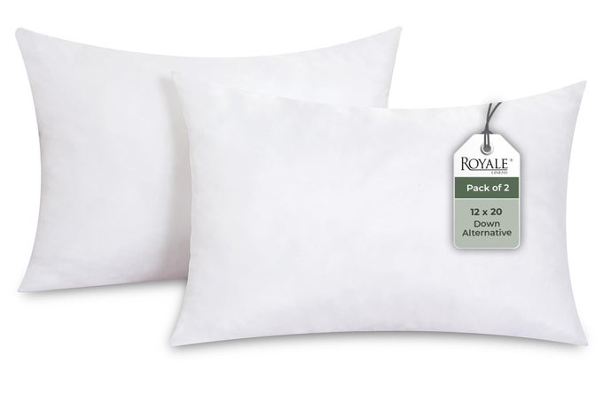 12X20 PILLOW INSERT DOWN ALTERNATIVE THROW PILLOWS INSERT RECTANGLE PILLOW PACK OF 2 WHITE BED COUCH PILLOWS INNER CUSHION FOR BED CUSHION FOR LIVING ROOM SHAMS STUFFER