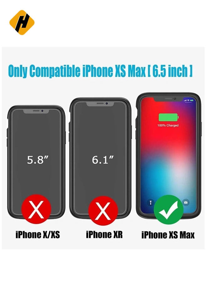 HuHa - Battery Case for iPhone Xs Max, Enhanced 4000mAh Protective Portable Charging Case Rechargeable Extended Battery Pack Compatible with iPhone Xs Max (6.5 inch) Charger Case (Black) - Image 1