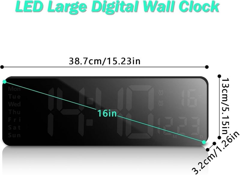 RtnSparsh Digital LED Wall Clock for Living Room Decor Large Display with Date Temperature Week Desk Alarm Clock for Bedroom with Remote Control for Office Home Orange White - Image 3
