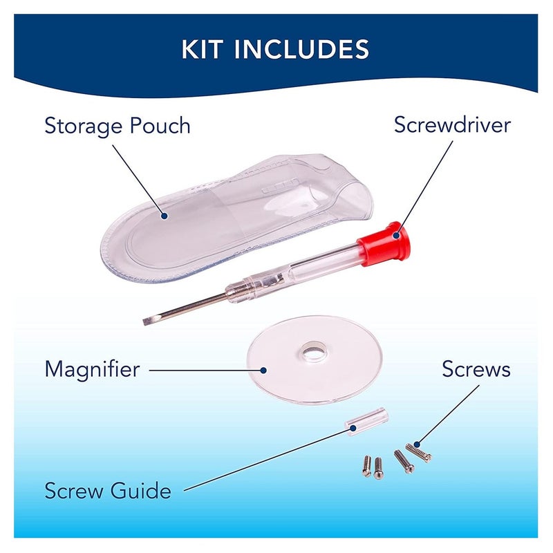 Apex Glasses Repair Kit - Eyeglass Repair Kit with Small Screwdriver,Eyeglass Screws, Magnifying Glass, Screw Guide, & Storage Pouch - Universal Eyeglass Repair Kit for Reading Glasses, & Sunglasses - Image 3
