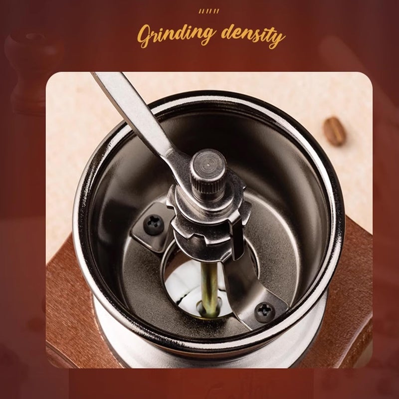 Xdalula Manual Espresso Coffee Bean Grinder - Vintage Crude Wood Style Coffee Grinders Ceramic Grinding Core Hand Coffee Grinder Portable Coffe Grinder With Coffee Spoon - Image 4