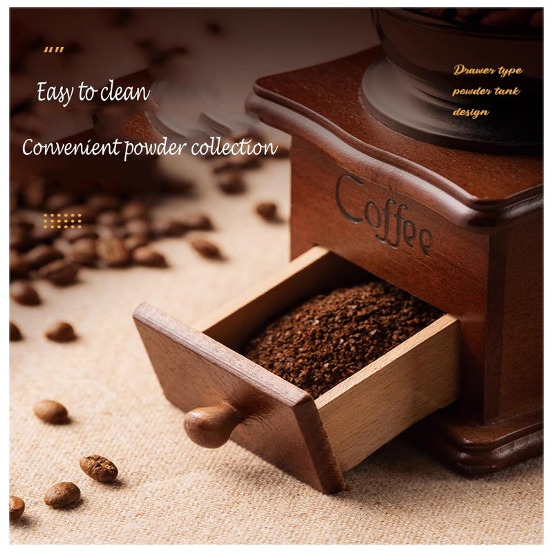 Xdalula Manual Espresso Coffee Bean Grinder - Vintage Crude Wood Style Coffee Grinders Ceramic Grinding Core Hand Coffee Grinder Portable Coffe Grinder With Coffee Spoon - Image 3