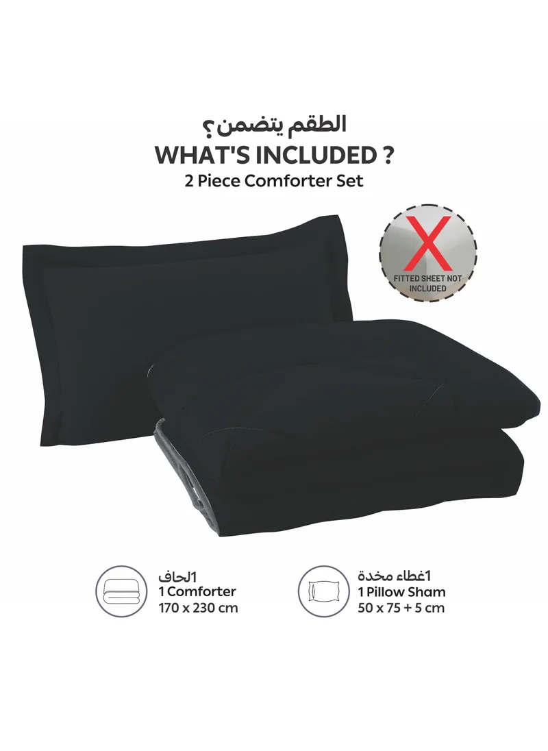 Donetella Bedding Comforter Set, Single Size 170x230 cm - 2-Pcs Solid Quilted Bed Set, Microfiber Fabric - 1 Comforter and 1 Pillow Sham