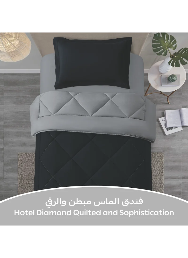 Donetella Bedding Comforter Set, Single Size 170x230 cm - 2-Pcs Solid Quilted Bed Set, Microfiber Fabric - 1 Comforter and 1 Pillow Sham