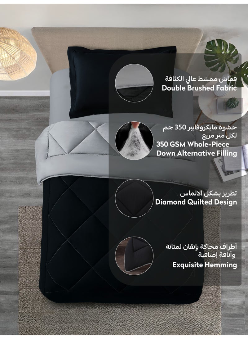 Donetella Bedding Comforter Set, Single Size 170x230 cm - 2-Pcs Solid Quilted Bed Set, Microfiber Fabric - 1 Comforter and 1 Pillow Sham - Image 4