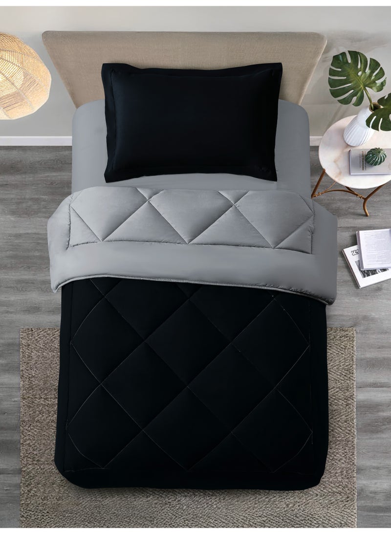 Donetella Bedding Comforter Set, Single Size 170x230 cm - 2-Pcs Solid Quilted Bed Set, Microfiber Fabric - 1 Comforter and 1 Pillow Sham - Image 1