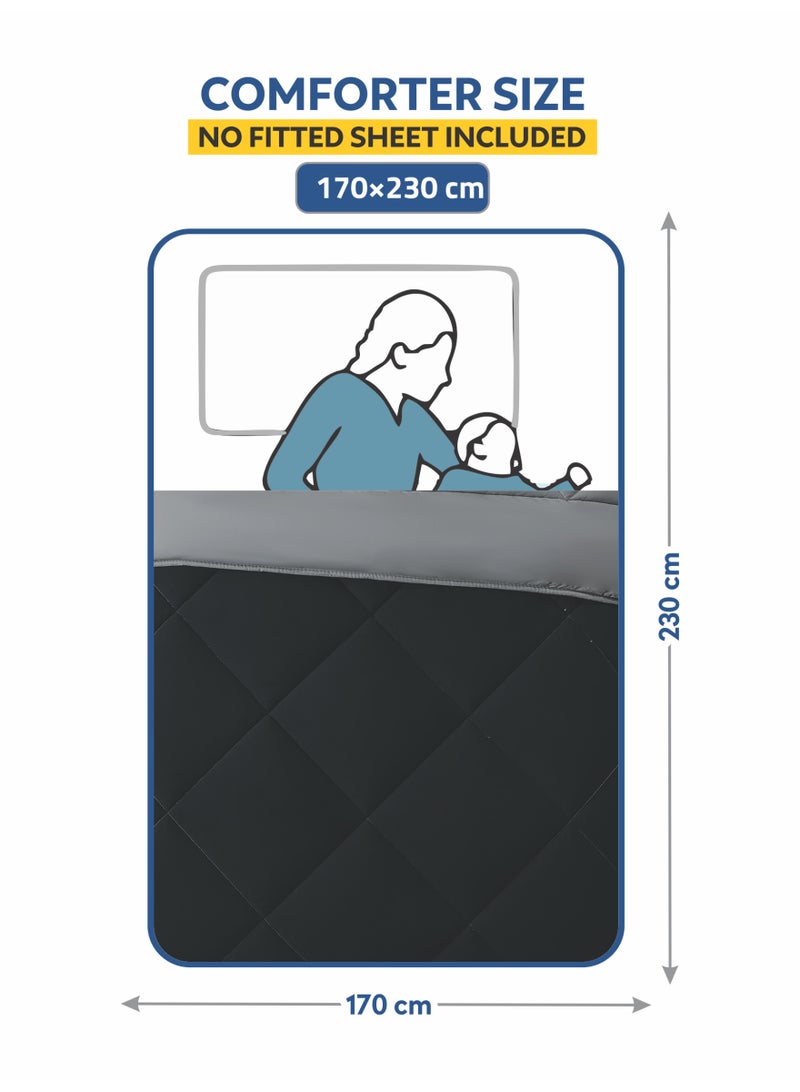 Donetella Bedding Comforter Set, Single Size 170x230 cm - 2-Pcs Solid Quilted Bed Set, Microfiber Fabric - 1 Comforter and 1 Pillow Sham - Image 2