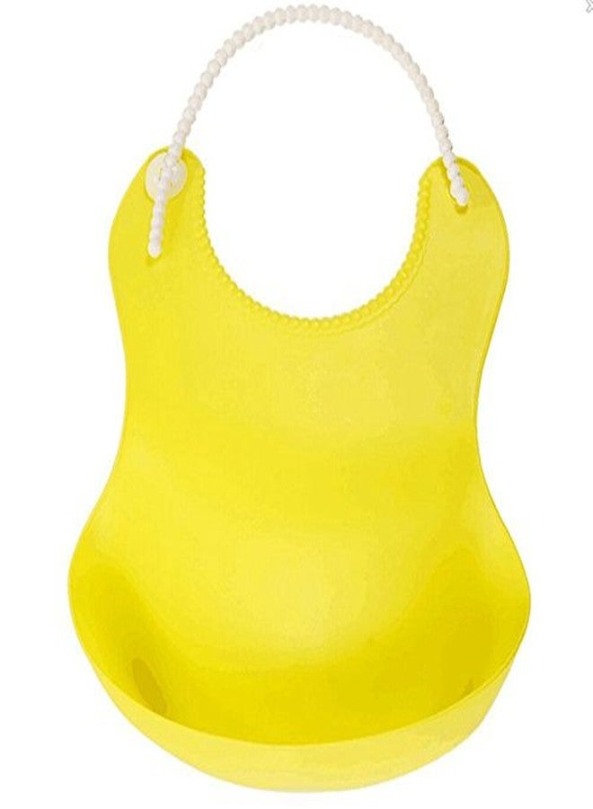 Alya The Cheeky Kidzz Newborn Cute Attractive Plain Solid Baby Button Bib Apron Waterproof With PVC Silicone Durable washable back For Feeding Toddlers/Infants Babies(0 Months+) (PACK OF 1, YELLOW) - Image 1