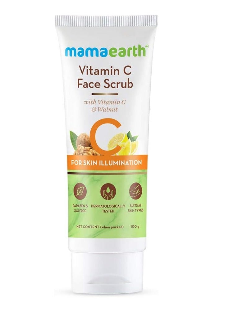 Mama Earth Mamaearth Vitamin C Face Scrub For Glowing Skin, With And Walnut Skin Illumination – 100 G  - Image 1
