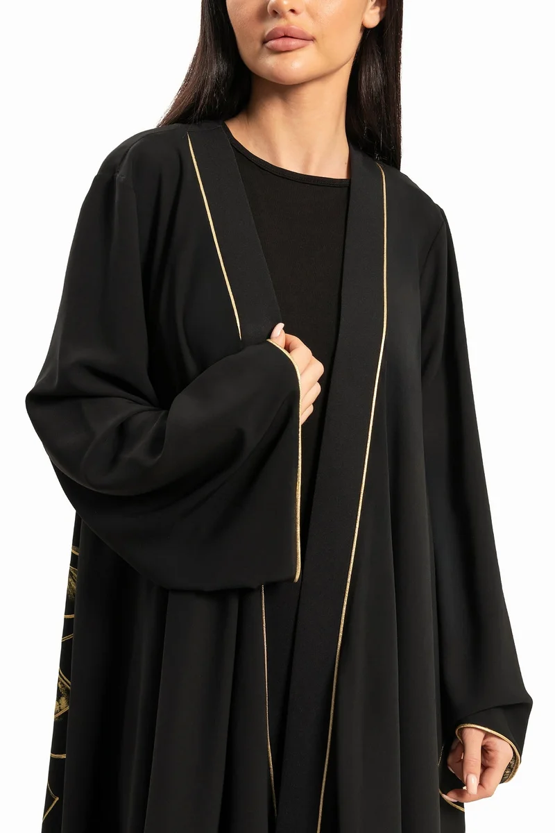 Wecre8 Women Black with Gold Floral Design Kaftan By WECRE8