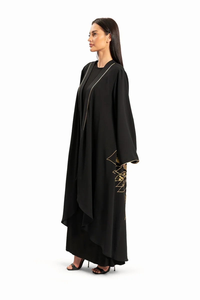 Wecre8 Women Black with Gold Floral Design Kaftan By WECRE8