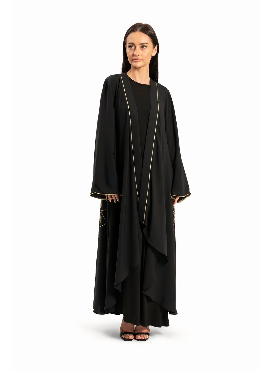 وي كرييت Women Black with Gold Floral Design Kaftan By WECRE8