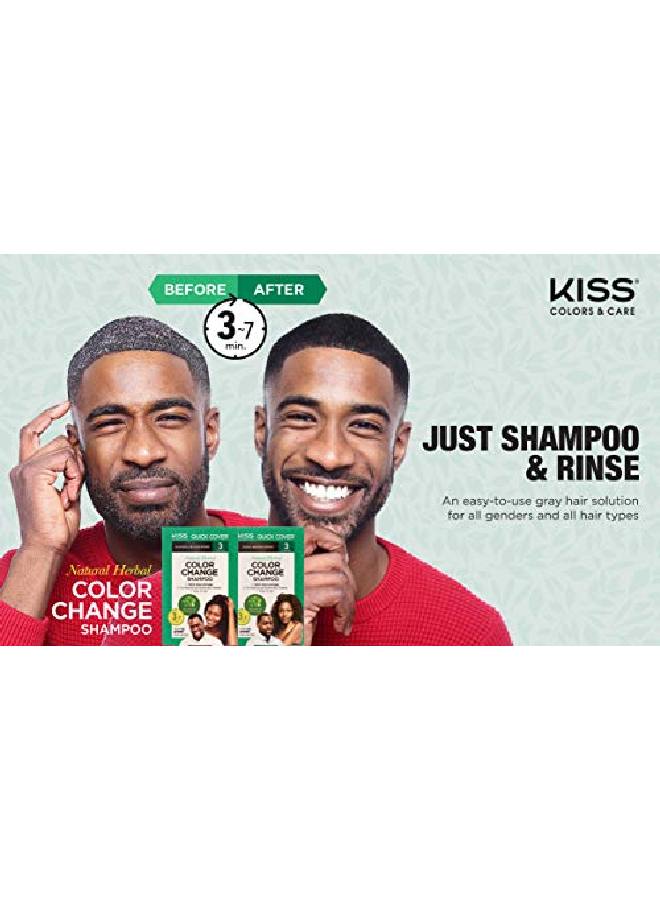 KISS Quick Cover Natural Herbal Color Change Shampoo 3 Pouches (3 Pack Dark Brown) - Image 5