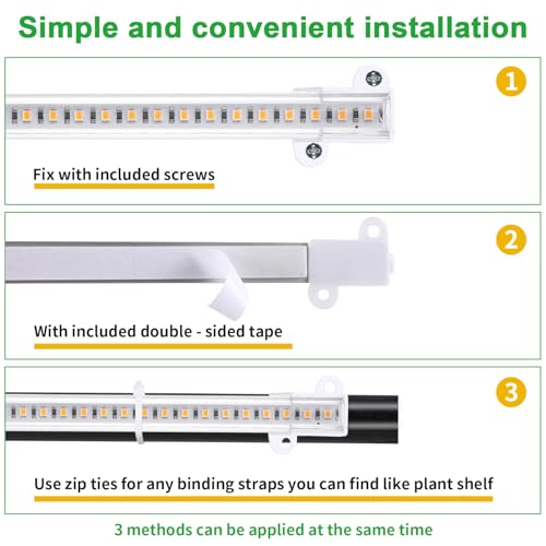RWNTAO 8.6'' Mini LED Grow Light Strips, Full Spectrum 3000K, 52 LED Plant Light with 3/9/12H Timer, 10 Dimmable Levels for Seedling, Succulent and Plant Shelf, 2 Head - Image 5