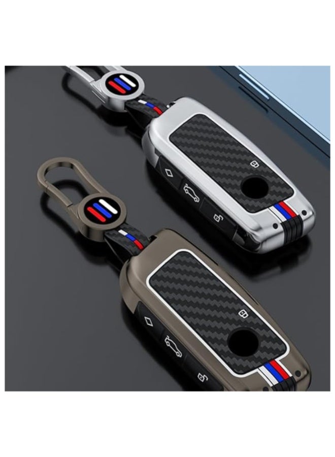 7Cylinder Zinc Alloy Durable Key Fob Cover with Key Chain Compatible with BMW i7, X7, xi7 Series (2023) - Metallic Grey, 4 Buttons. - Image 5