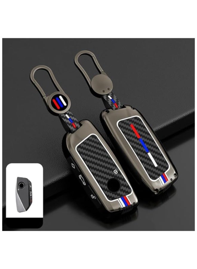 7Cylinder Zinc Alloy Durable Key Fob Cover with Key Chain Compatible with BMW i7, X7, xi7 Series (2023) - Metallic Grey, 4 Buttons. - Image 3