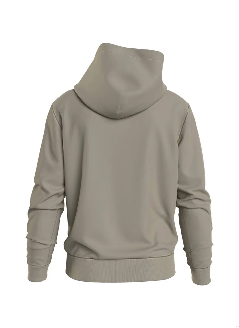 Calvin Klein Jeans Men's Long Sleeved Hoodie - Cotton, Taupe